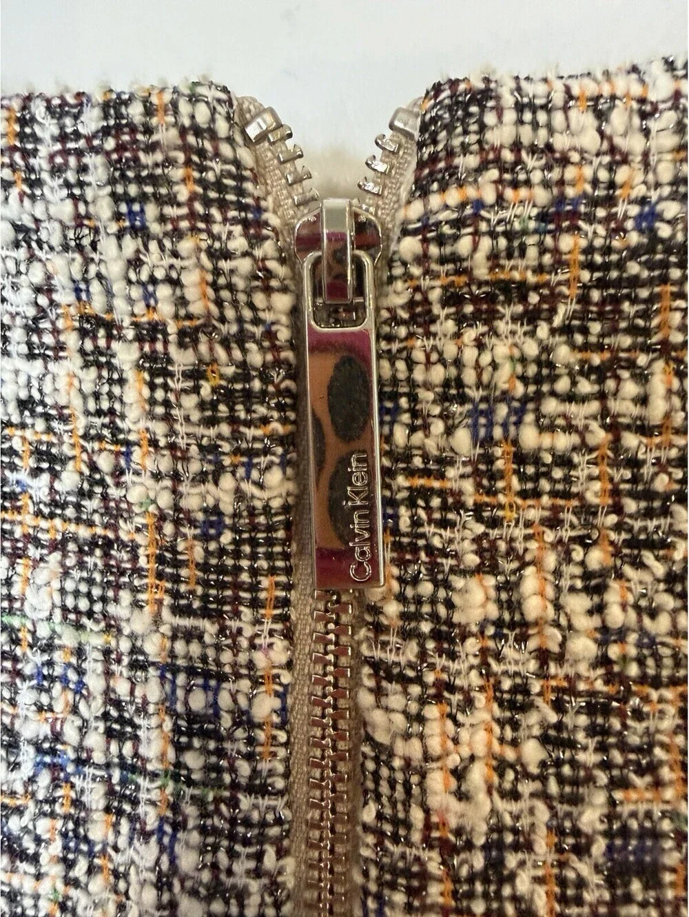 Calvin Klein Tweed Dress Sz 14 Women’s Sleeveless Tie Waist Belted A Line Midi